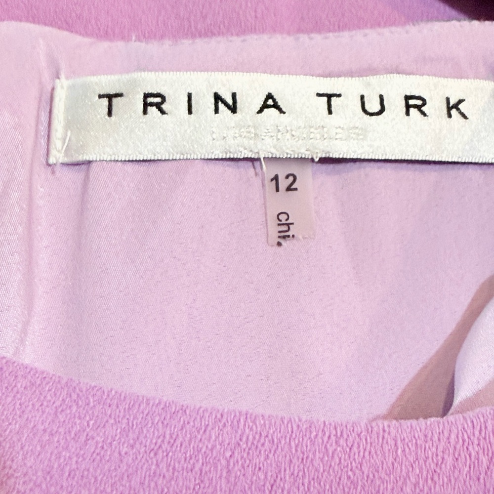 Trina Turk Purple Posey Scalloped Overlay Flounce Sheath Dress - Picture 9 of 10